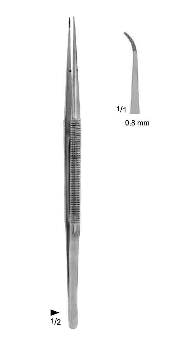 SERAMİK KAPLI MİKRO SUTUR PENSETİ 0.8MM EĞRİ 21CM